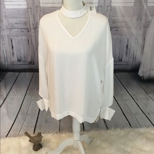 I. Madeline Creme White Cutout Blouse NWT